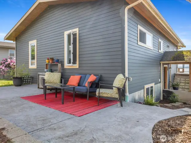 Patio at the rear of the home