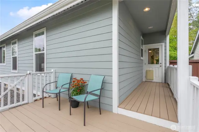 Private back deck overlooks the trail