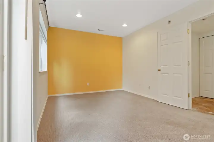Lower level bedroom is spacious.