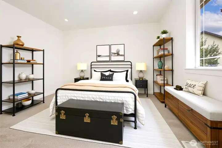 Primary bedroom on the upper level.