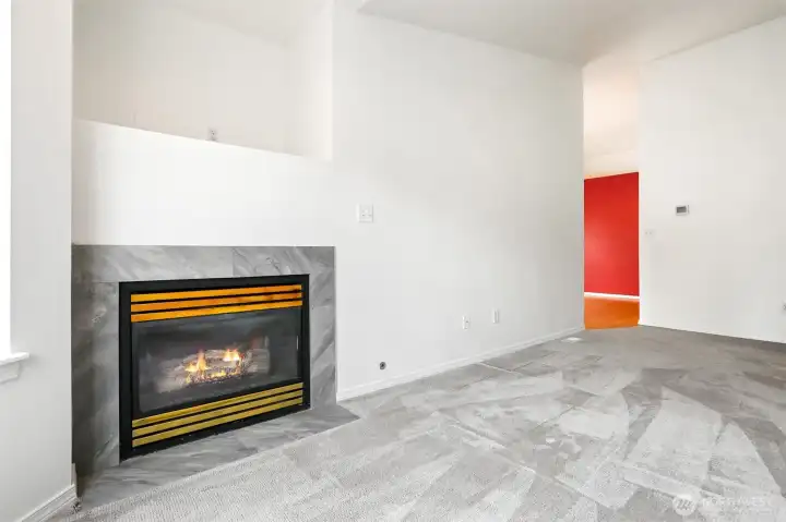 Gas fireplace in the living room.