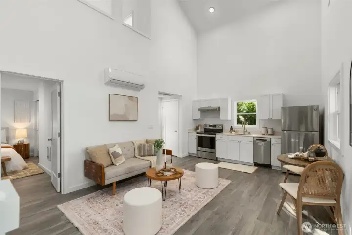 125 MLK: Back house Open plan living, dining, kitchen