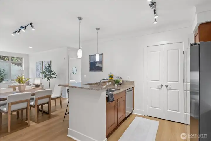 Double door pantry adds extra storage.