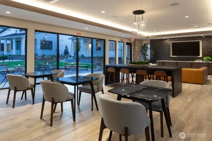 Community Clubhouse for relaxing, entertaining or a quiet place to work.