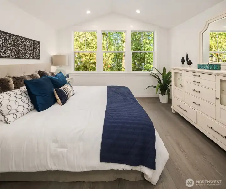 For illustration purposes only (not of actual home listed for sale). Secluded on the second floor, elegant vaulted ceilings complement the stunning primary bedroom suite