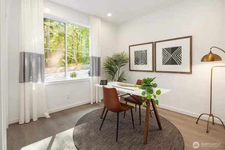For illustration purposes only (not of actual home listed for sale). Main floor secondary bedroom shown as an office