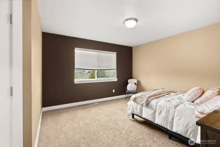 Spacious additional bedroom overlooking the backyard with walk-in closet.