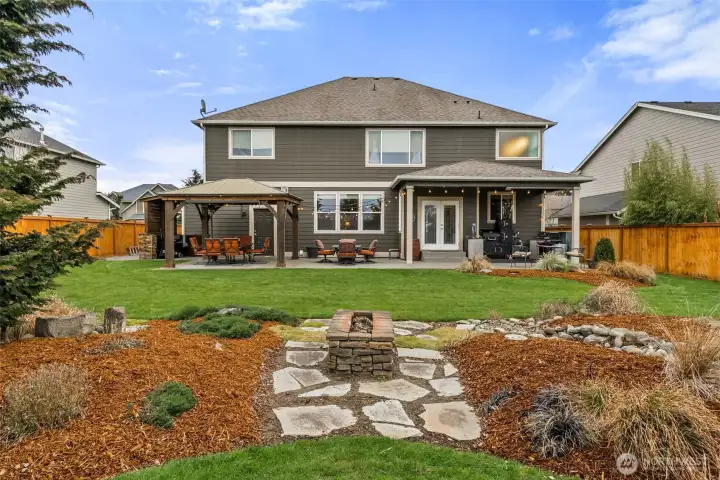 Lush backyard retreat.