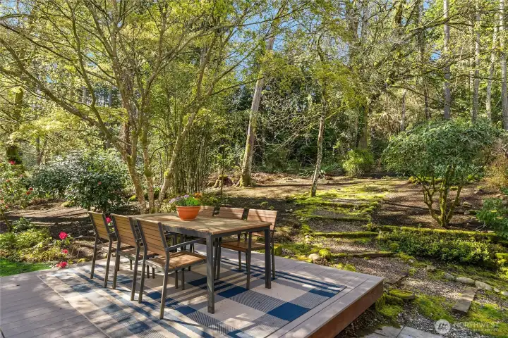 Winding paths lead through the gardens