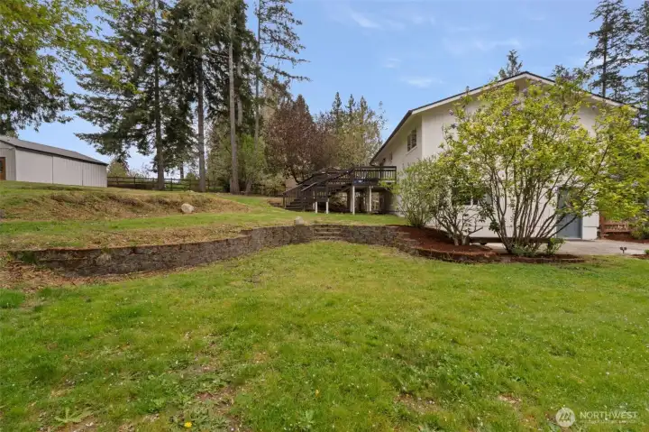 View of deck from side yard