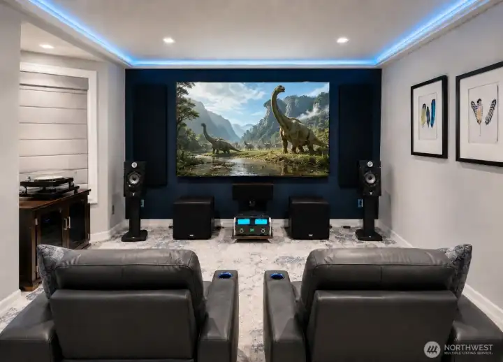 Whether this becomes your sound room, movie room, or both, it’s ready for you. With this level of soundproofing, lighting, and audio quality already in place, all that’s left is to press play. (virtual staging) Whether this becomes your sound room, movie room, or both, it’s ready for you. With this level of soundproofing, lighting, and audio quality already in place, all that’s left is to press play. (virtual staging)