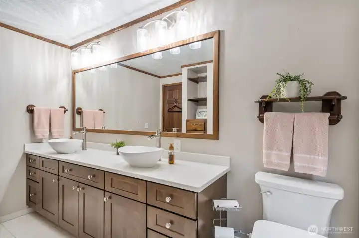 Beautifully remodeled bathroom.  Even comes with a bidet toilet seat.