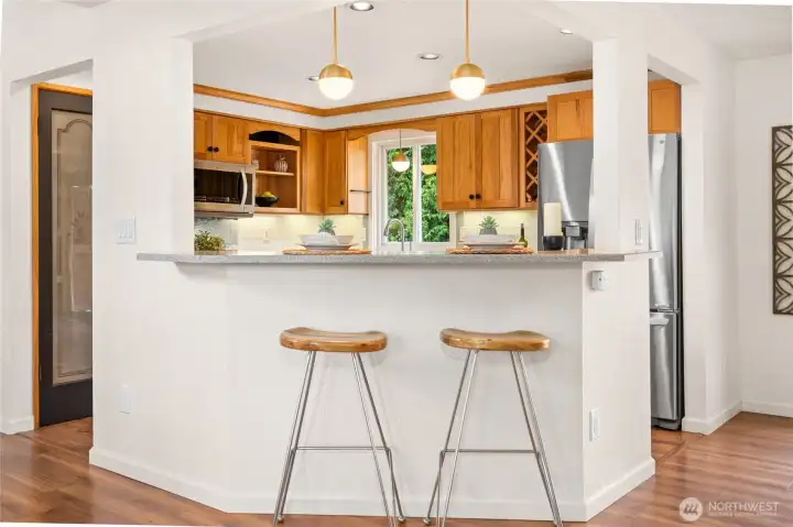 Great place to sit at the kitchen counter for a chat.