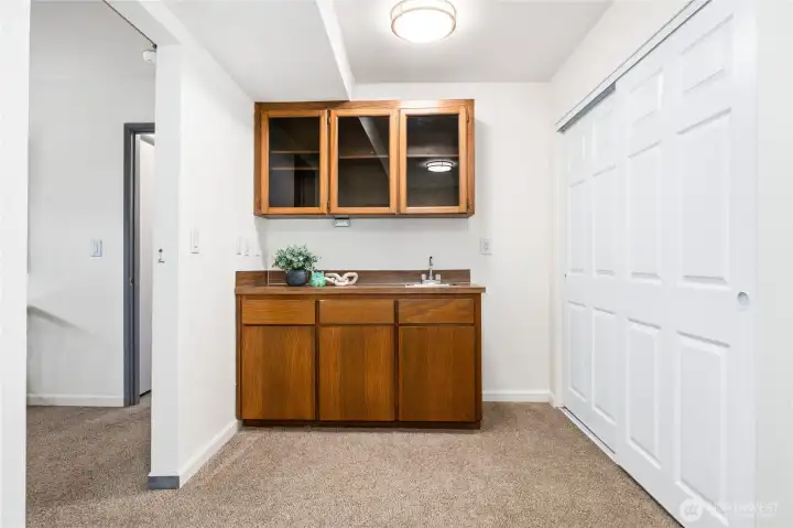 Lower level bedroom with it's own wet bar and plenty of closet space.