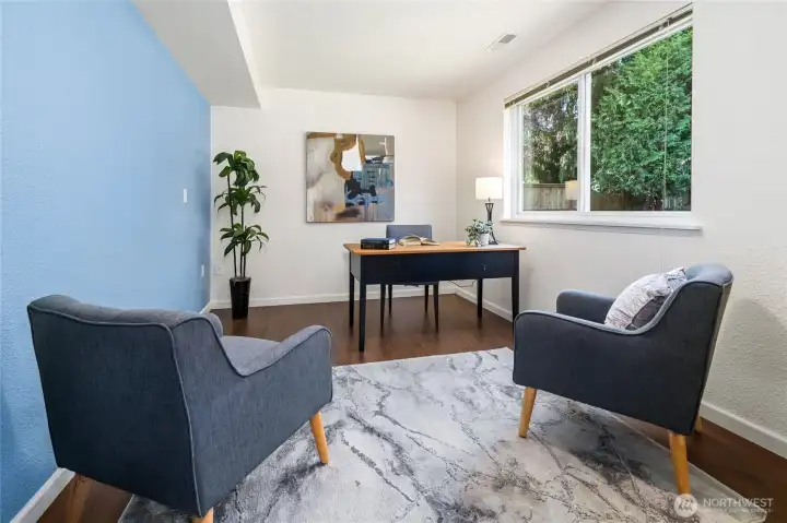 Additional office space on the lower level, could easily be converted to a bedroom or home gym.