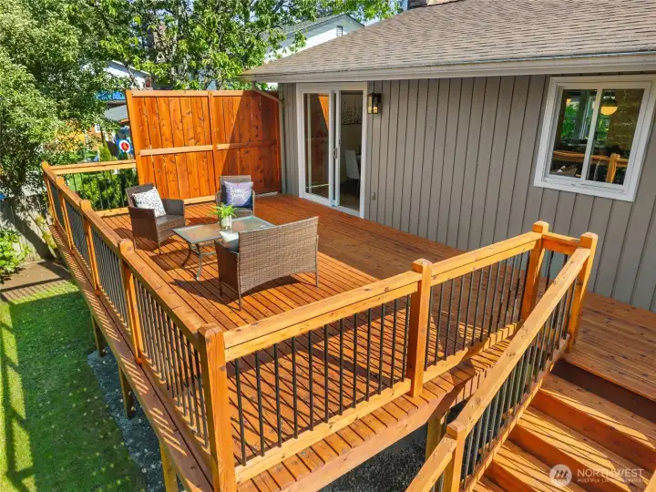 View looking down at the back deck with plenty of space to grill & entertain.