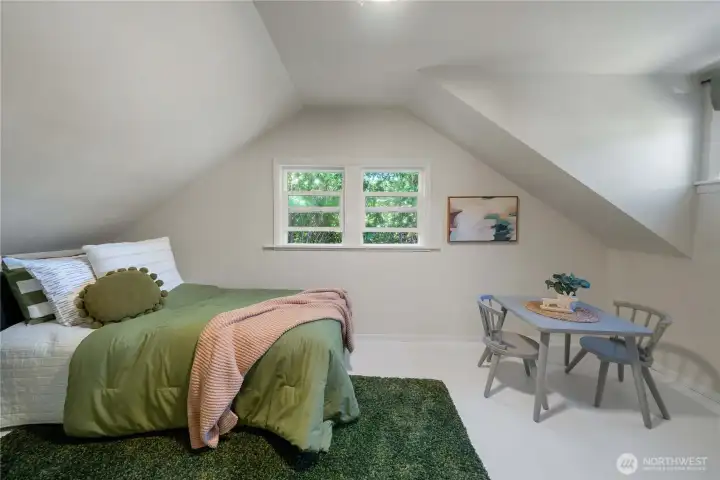 Upstairs bedroom. Upstairs bedroom.