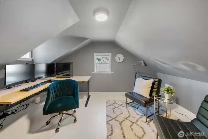 Upstairs bedroom being used as an office. Upstairs bedroom being used as an office.