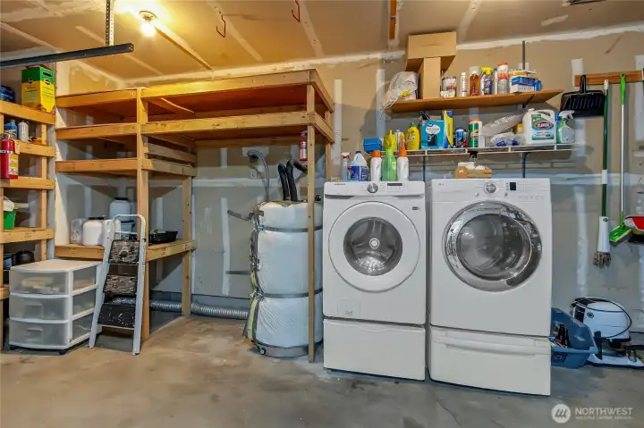Laundry space is in garage