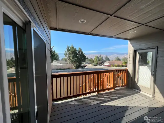 Covered Rear Deck off Primary Suite and Dining Room, Panoramic Valley Views to Mission Ridge