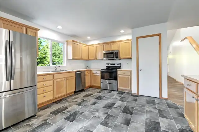 Stainless steel appliances included.