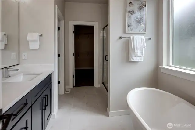 Primary Bathroom with large walk-in closet