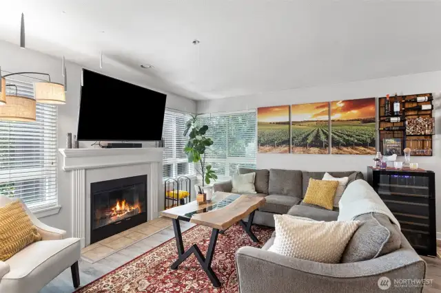Cozy wood fireplace