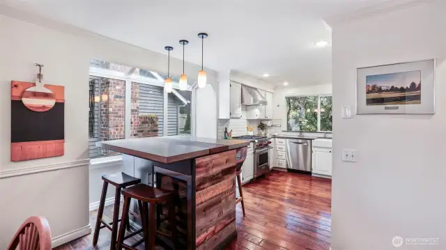 Custom kitchen island with seating and storage