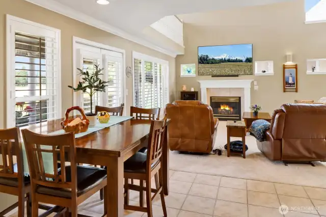 Tile floors are featured in the dining & kitchen.