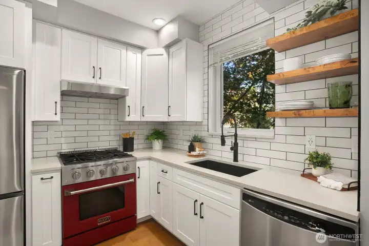 Updated kitchen is beautifully done