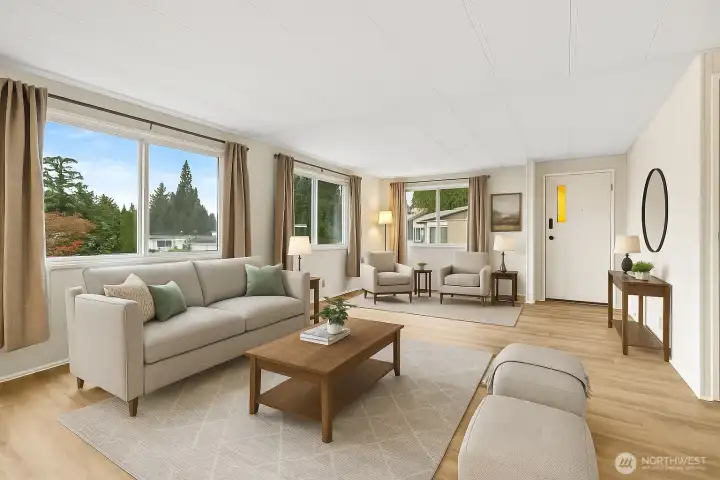 Virtually staged living room