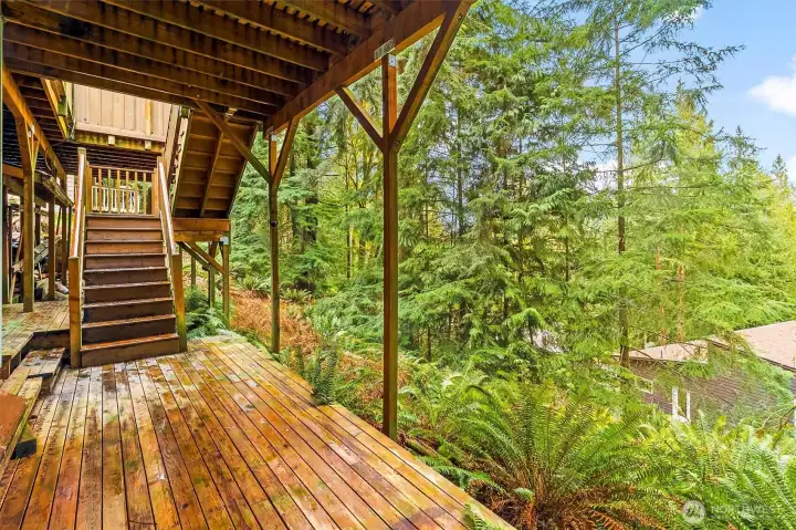 Lower rear deck off basement space.