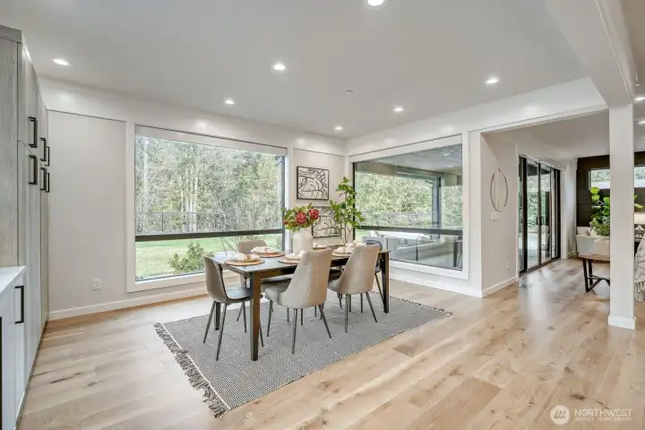 Dining area overlooking beautiful backyard