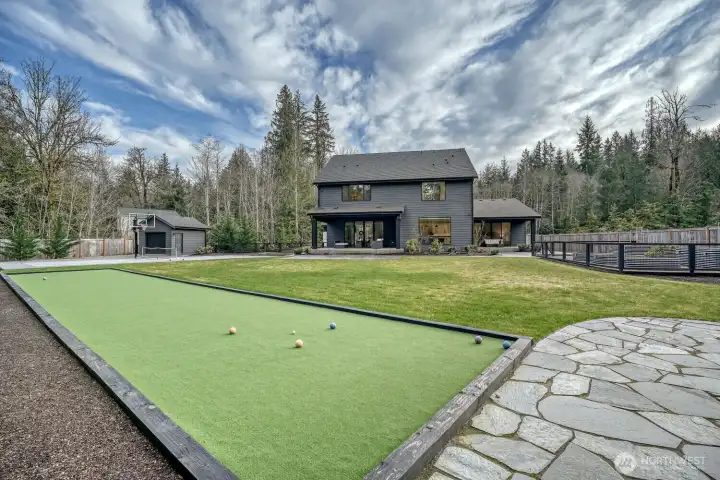 Enjoy a competitive game of bocce ball with your guests