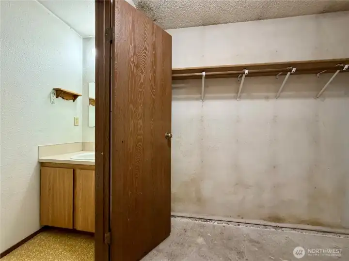 There is room to install a stand-up shower or expand the primary bath.