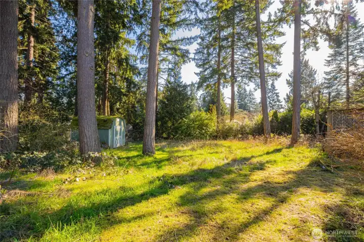 Large, secluded lot with mature trees.
