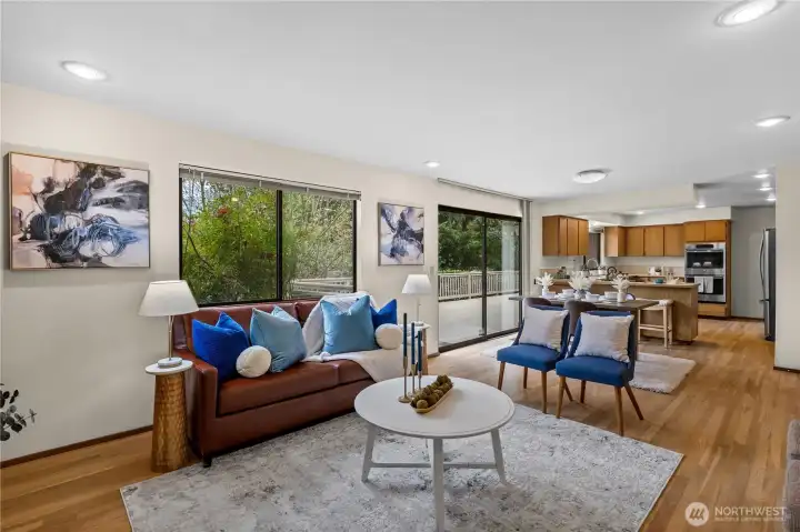 A spacious kitchen flows to a breakfast nook and segue to the comfortable family room - a great place to retire to after a long day.