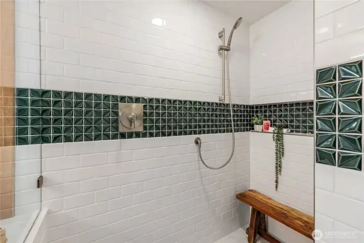 Spacious walk-in shower