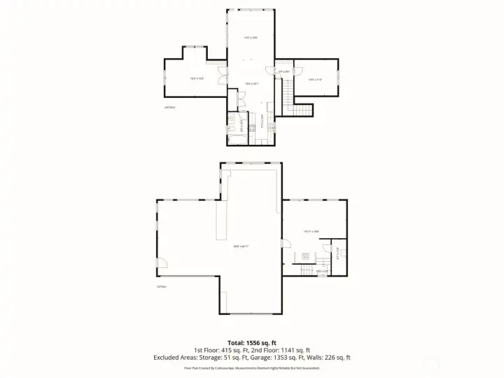 Approximate dimensions of detached oversized garage and attached office space.