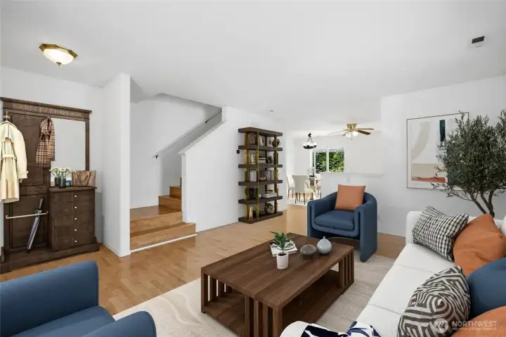 Step inside to a bright, welcoming entry that immediately feels like home. [Photo is virtually staged.]