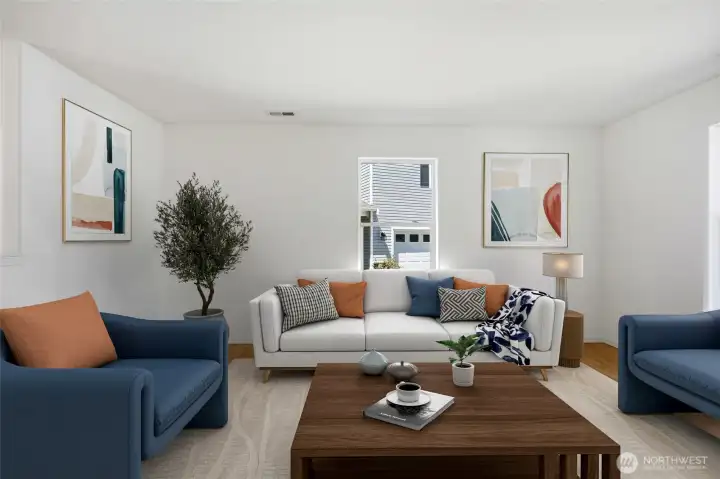 Fresh interior paint creates a crisp, clean backdrop that complements any style. [Photo is virtually staged.]