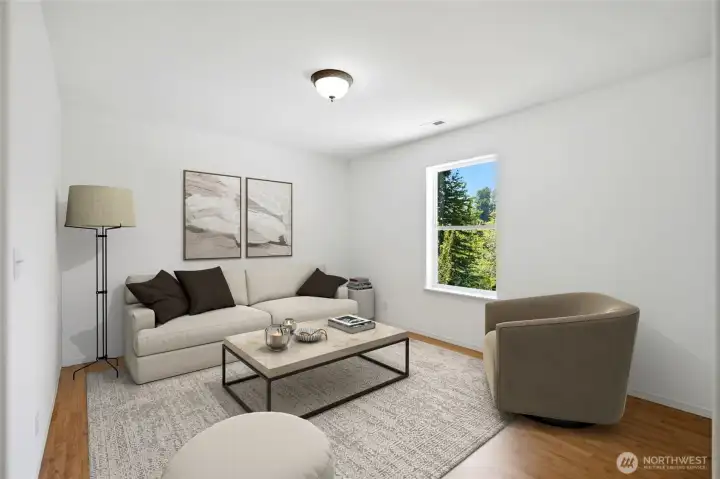 The spacious loft offers incredible flexibility for changing needs. Perfect as a second living room, home office, game room, or play area. [Photo is virtually staged.]