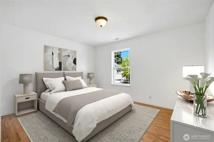 Flexible spaces easily adapt as children's rooms, home offices, or hobby rooms. [Photo is virtually staged.]