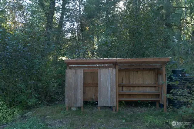 2-sided lean to ~ Shower & composting toilet utilized on the left.