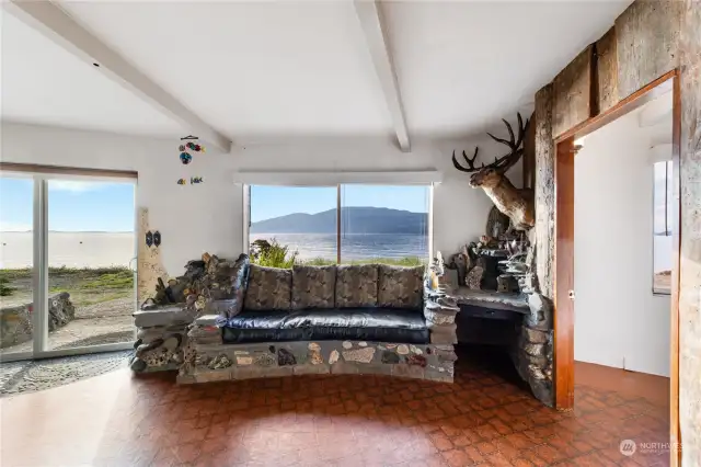 The Bubble-built artistry of the sofa & a desk to the right!