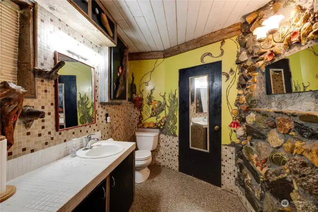 The bathroom is a total work of art.