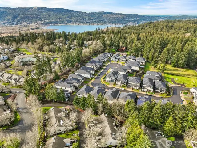 Aerial view of the home and surrounding community (home is marked).