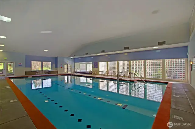 Indoor pool and spa conveniently located in the Clubhouse for year-round enjoyment.