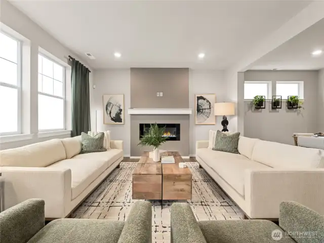 Great room open to dining & kitchen! Pictures are for representational purposes only, colors and features may vary.