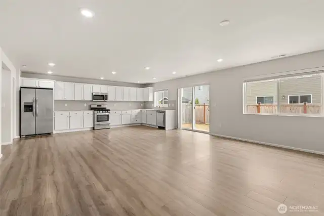 Kitchen has a ton of storage and counter space.